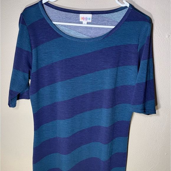 LulaRoe Green/ Navy Bodycon midi Dress Sz L - Picture 1 of 5